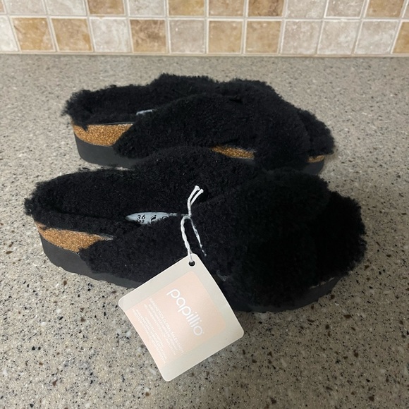 Birkenstock Papillo Daytona Shearling Slide Sandals in Black Size 36 (US5-5.5) - Picture 4 of 10